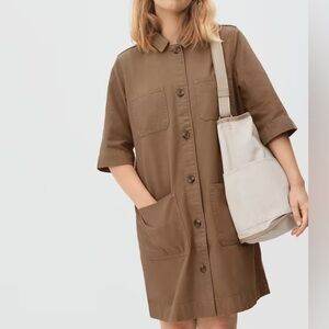Everlane Chore Dress twill utility pocket shift shirt dress canvas cotton size 2